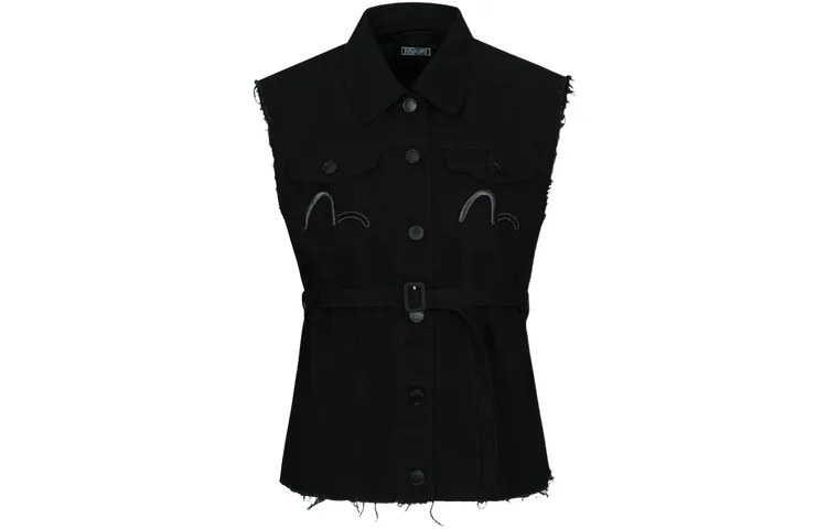 EVISU Vests Women's Black V Neck Moderate Workwear