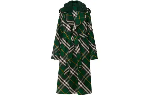 Burberry Checked Double Breasted Belted Trench Coat