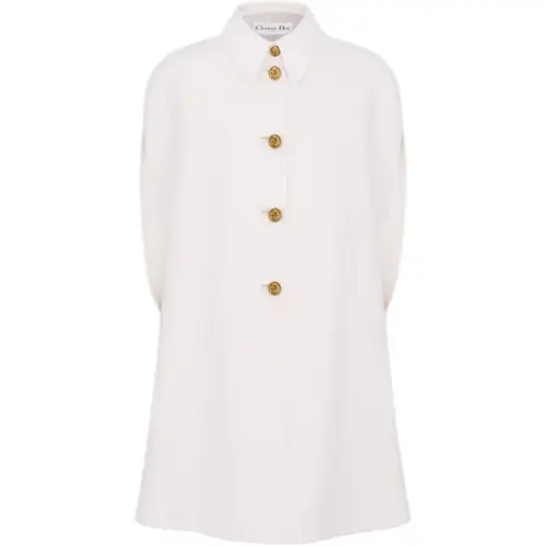 DIOR Coats Women's Beige Lapel Moderate Straight Fit