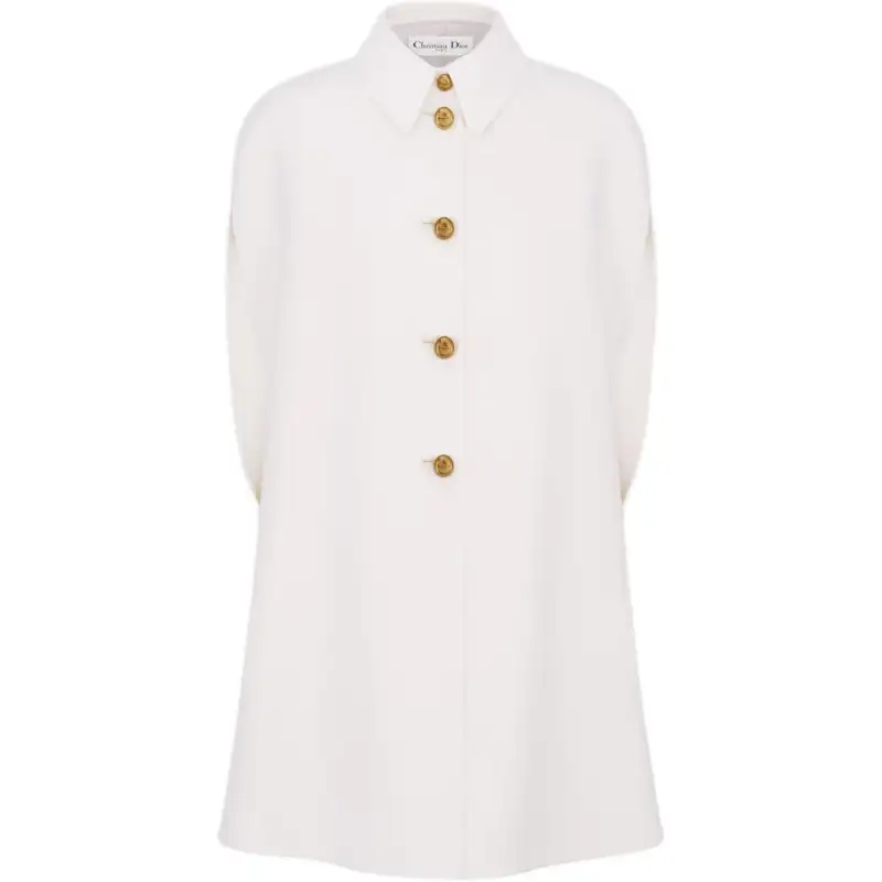 DIOR Coats Women's Beige Lapel Moderate Straight Fit