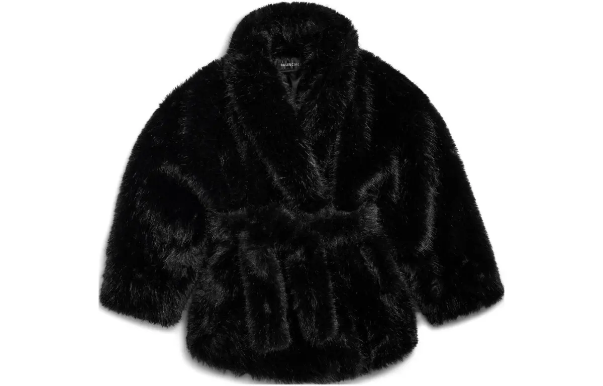 Balenciaga SS25 Velvet feel Coat Loose Fit Women's Black