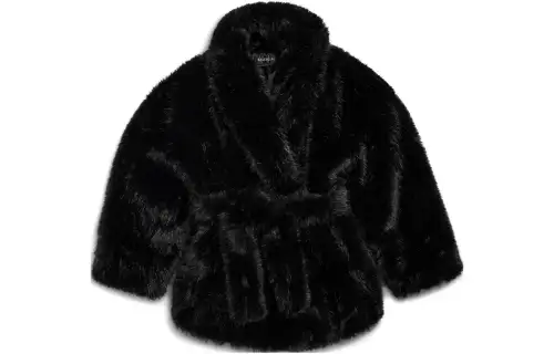 Balenciaga SS25 Velvet feel Coat Loose Fit Women's Black