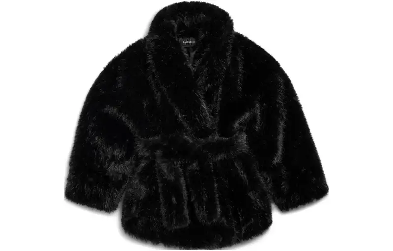 Balenciaga SS25 Velvet feel Coat Loose Fit Women's Black