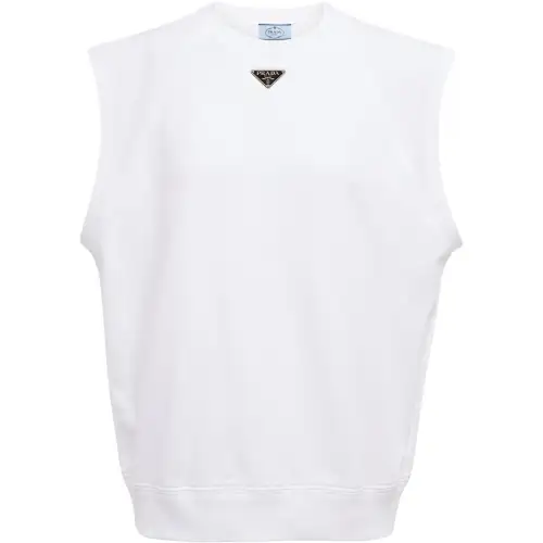 PRADA Vests Women's White Crew Neck Moderate Other