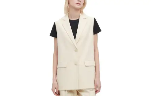 UNIQLO Vests Women's Cream Suit Collar Moderate Business Suit