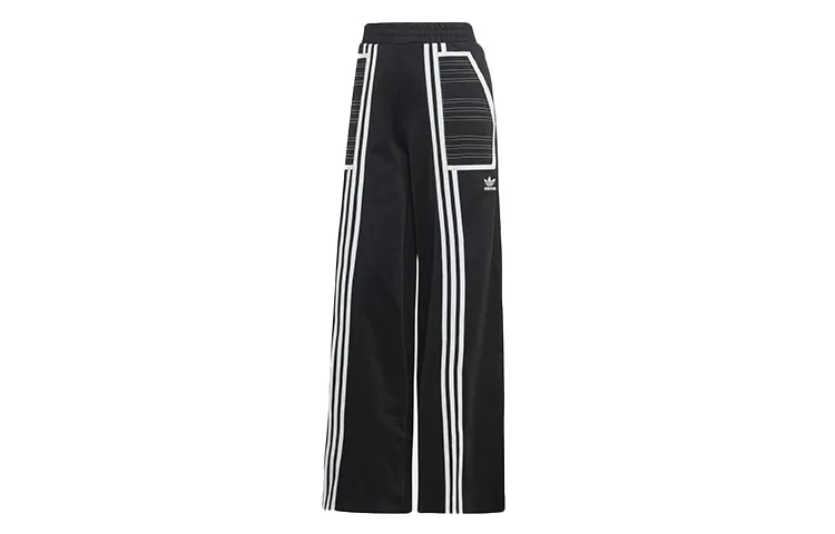 Adidas Originals Knitted Sweatpants Women's Black Moderate Wide Leg Pants