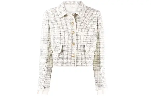 MIU MIU Cropped Coats Women's White Lapel Moderate
