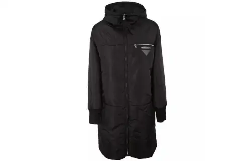 PRADA Letter Hooded Puffer Jacket Women's Black