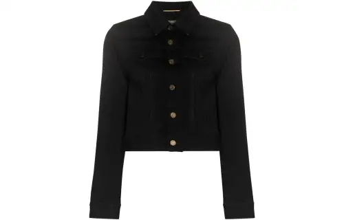 SAINT LAURENT Cropped Coats Women's Black Lapel Moderate