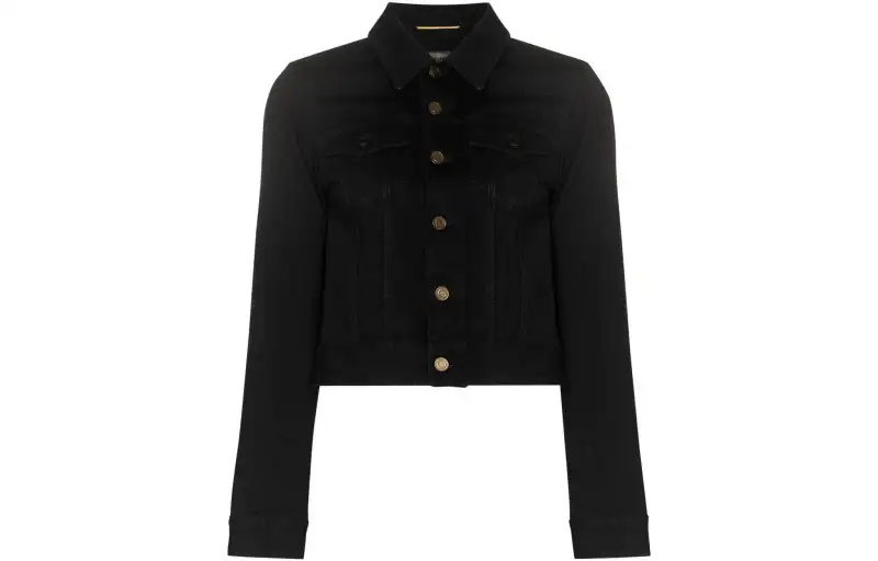 SAINT LAURENT Cropped Coats Women's Black Lapel Moderate