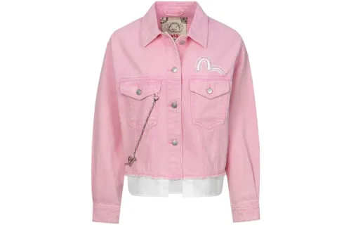 EVISU Denim Jackets Women's Denim Pink Lapel Moderate Other
