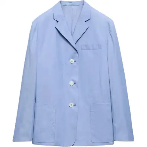 PRADA Fil À Fil Single Breasted Jacket Business Suit Coat Women's Blue