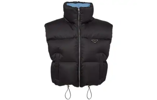 PRADA Down Vests Women's Black Stand Collar Thickened