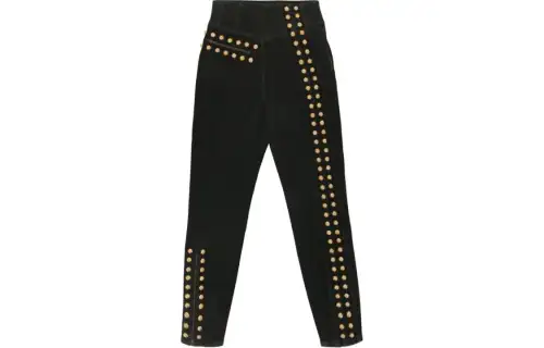 GUCCI Coated Denim Pant With Studs Black/Gold