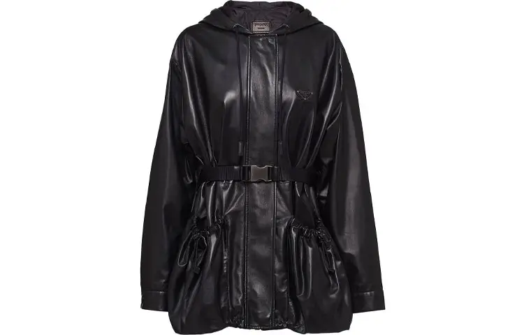 PRADA FW21 Leather Jacket Women's Black