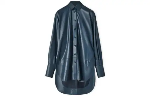 LOEWE Leather Jackets Women's Blue Lapel Moderate Other