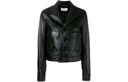 SAINT LAURENT Leather Jacket Women's Black