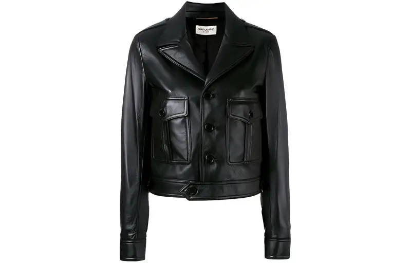 SAINT LAURENT Leather Jacket Women's Black
