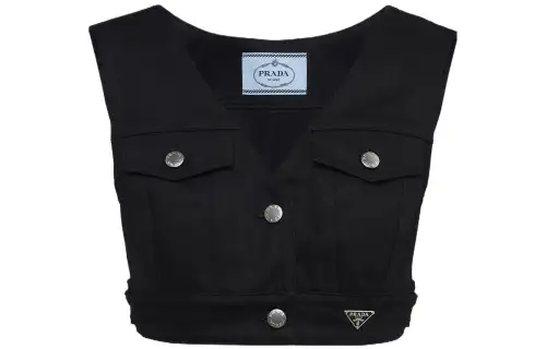 PRADA Vests Women's Black V Neck Moderate Other