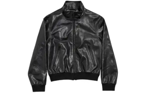 Balenciaga SS24 Leather Jacket Regular Fit Women's Black