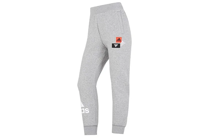 Adidas Knitted Sweatpants Women's Gray Moderate Cuffed Pants