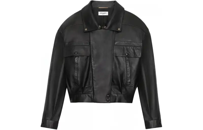 SAINT LAURENT SS24 Leather Jacket Women's Black