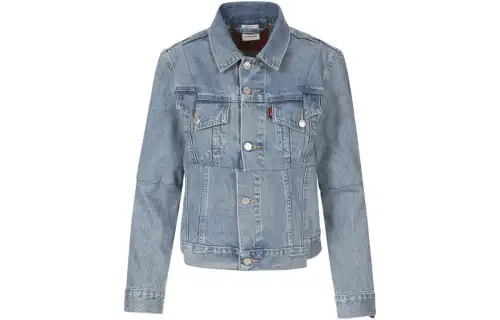 Vetements Denim Jackets Women's Blue Lapel Moderate Straight Fit