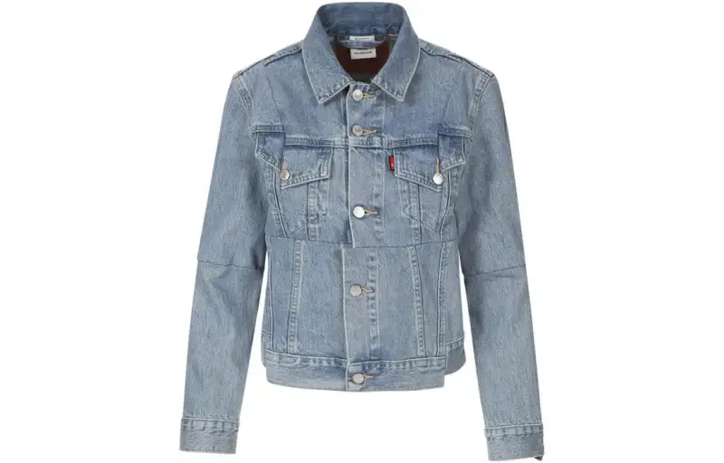 Vetements Denim Jackets Women's Blue Lapel Moderate Straight Fit