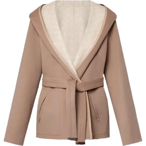 Lv Reversible Signature Short Hooded Wrap Coat