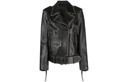OFF WHITE Faded effect Leather Biker Jacket