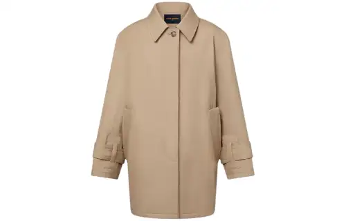 LOUIS VUITTON Oversized Detail Gabardine Coat Women's Brown