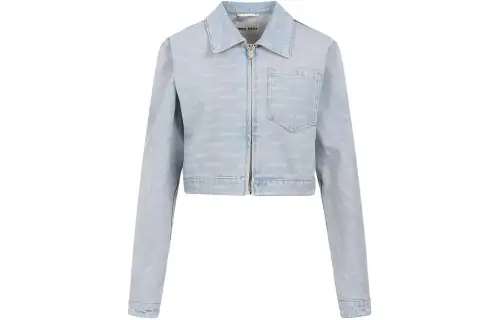 MIU MIU Logo print Cropped Denim Jacket