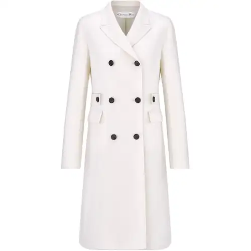 DIOR Coats Women's White Lapel Moderate