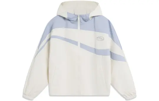 Li Ning Sports Trendy Collection Trench Coats Women's Ecru Hooded Moderate Other