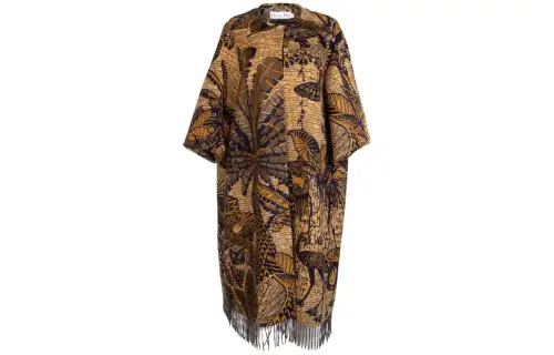 Christian DIOR Tropicalia Toile De Jouy Opera Fringed Hem Coat