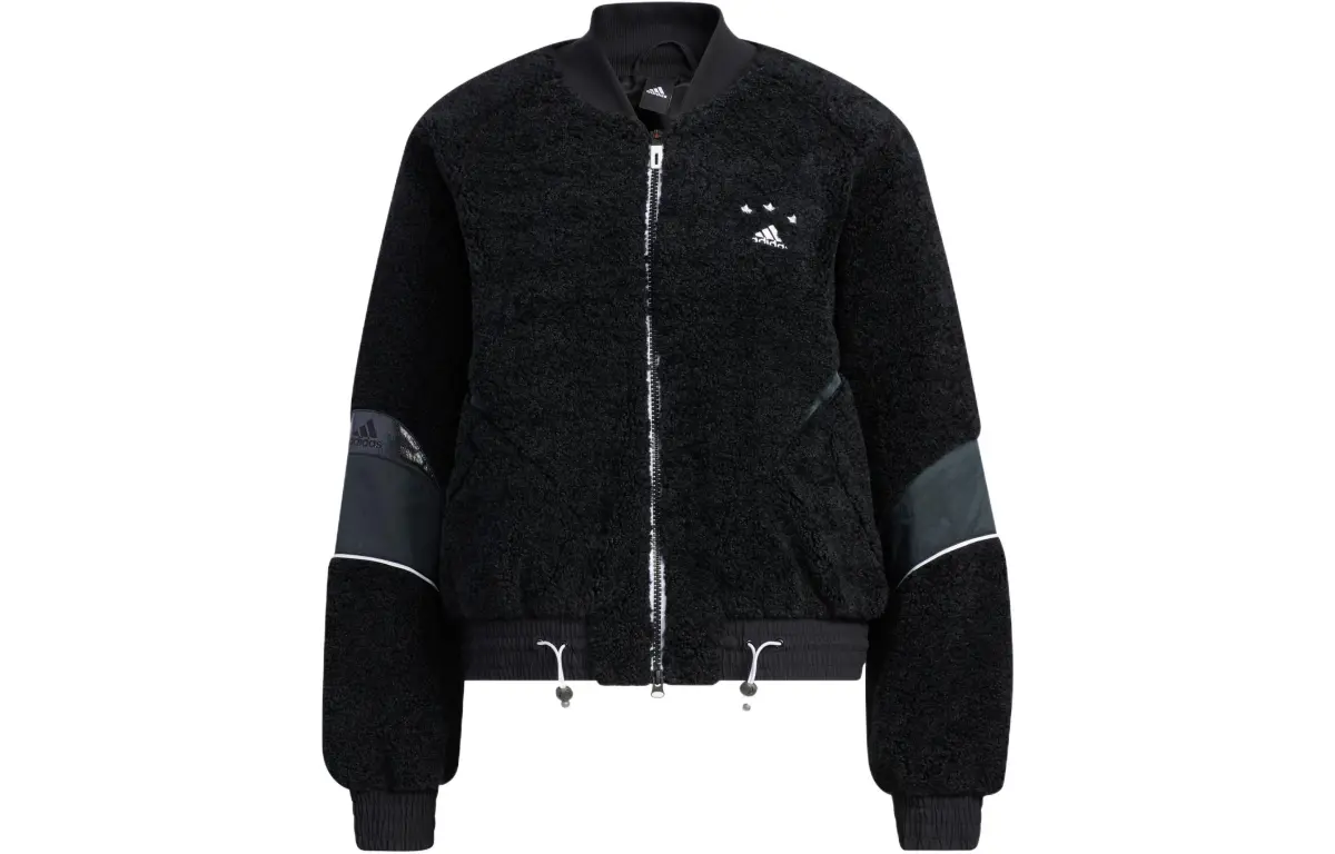 Adidas Cropped Coats Women's Black Stand Collar Moderate