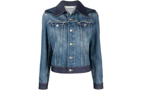 Maison Margiela Denim Jackets Women's Blue Lapel Moderate Straight Fit