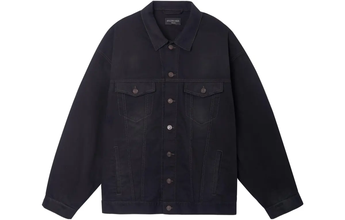 Balenciaga Political Campaign Oversized Denim Jacket Black