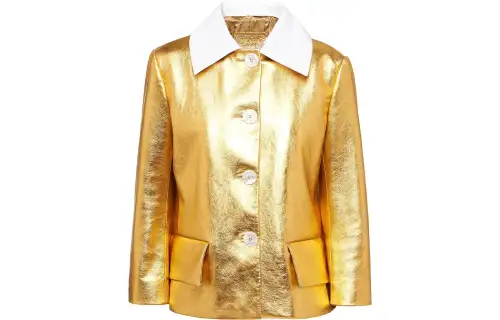 PRADA Leather Jackets Women's Gold Lapel Moderate Other