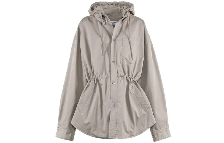 Balenciaga Parka Coats Women's Gray Hooded Moderate