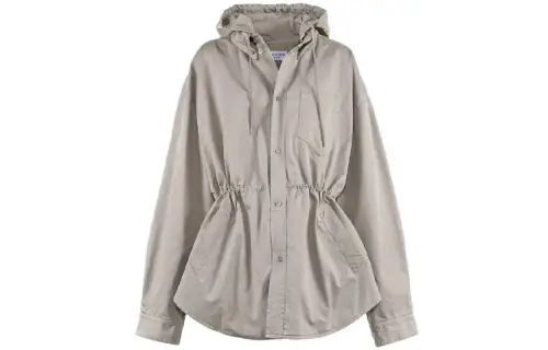 Balenciaga Parka Coats Women's Gray Hooded Moderate