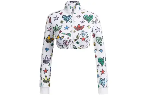 Adidas Originals Cropped Coats Women's White Stand Collar Moderate
