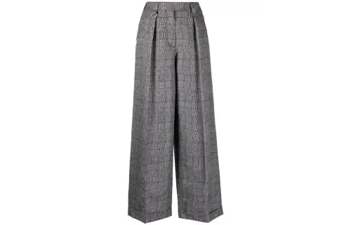 KENZO Wavy Check Wide leg Tailored Trousers