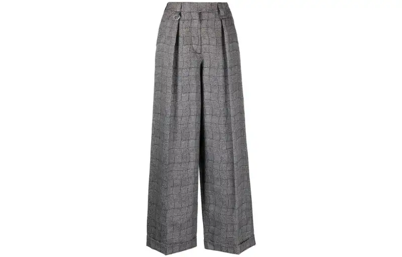 KENZO Wavy Check Wide leg Tailored Trousers