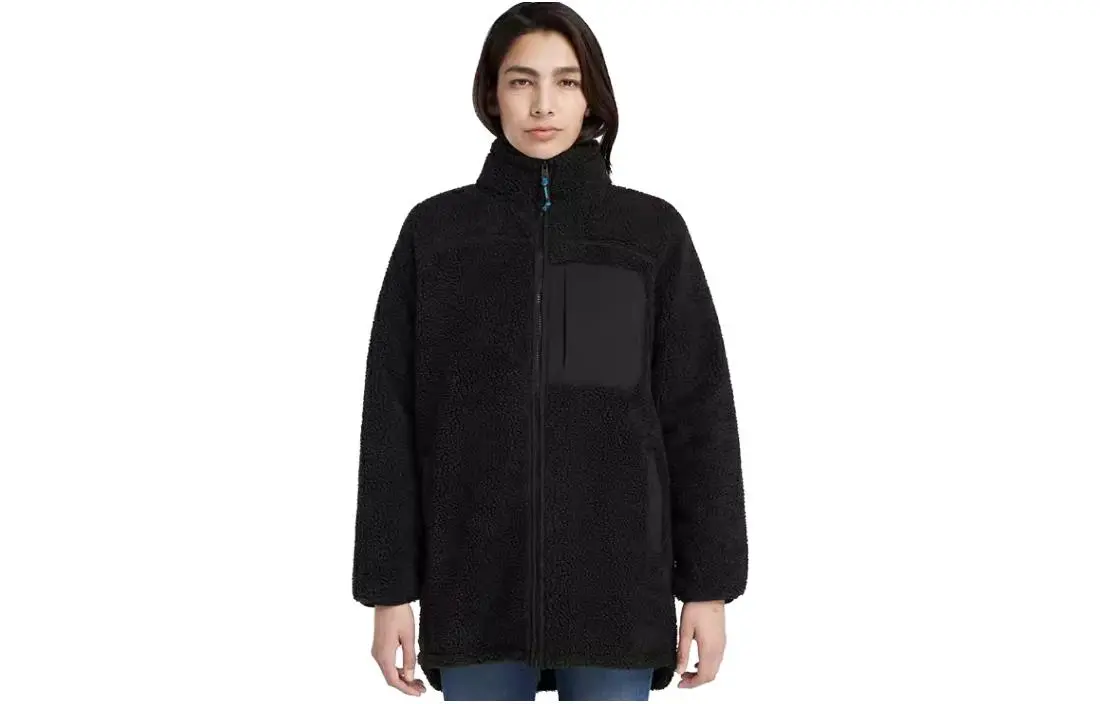 Timberland Velvet Jackets Women's Black Stand Collar