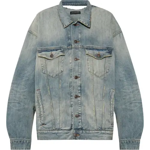 Balenciaga Collared Button Up Denim Jacket