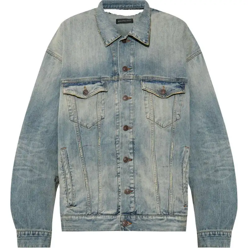 Balenciaga Collared Button Up Denim Jacket