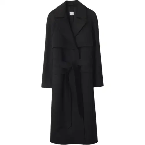 Burberry Coats Women's Black Lapel Moderate Straight Fit