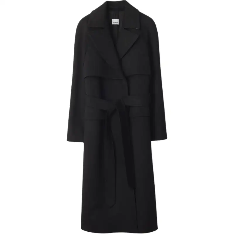 Burberry Coats Women's Black Lapel Moderate Straight Fit