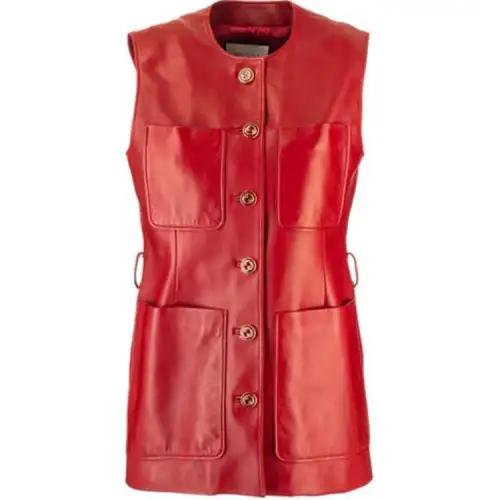 GUCCI Vests Women's Red Crew Neck Moderate